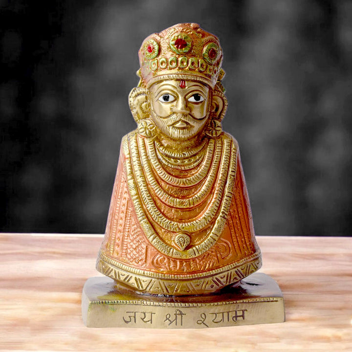 6.3 Inch Khatu Shyam Idol β Handcrafted Brass Statue Representing Divine Grace, Blessings, and Spiritual Protection for Temple and Home Decor. No.1 Brass Idol Store www.satvikstore.in