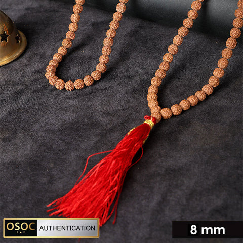 108 beads 8mm 5 Mukhi Pathariya Rudraksha mala for meditation, japa, and spiritual protection. India’s Largest Pooja Accessories Brand – www.satvikstore.in
