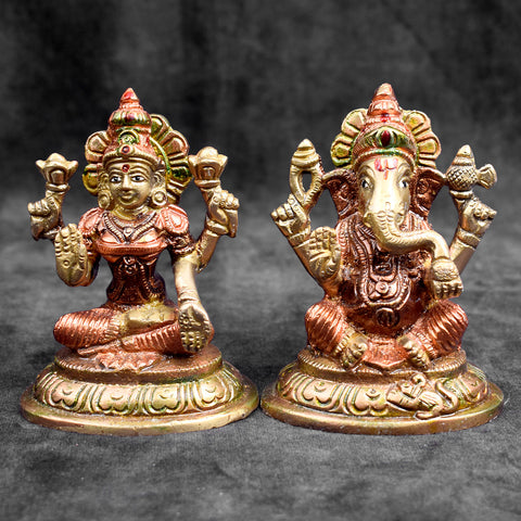 Beautiful handcrafted brass Lakshmi Ganesh idol for home temple and festive pooja. India’s Largest Brass Idols Brand - www.satvikstore.in