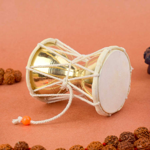 4 Inch Divine Brass Damru – Compact Sacred Damru for Pooja. India’s Largest Pooja Accessories Brand –  www.satvikstore.in