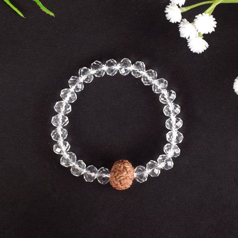 7 Mukhi Rudraksha Bracelet with Sphatik Crystal Beads for Wealth and Prosperity. India’s Largest Pooja Accessories Brand - www.satvikstore.in