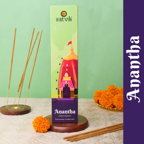 Anantha Pure Masala Incense Sticks pack for meditation, prayer, and soothing aroma. India’s Largest Pooja Accessories Brand - www.satvikstore.in