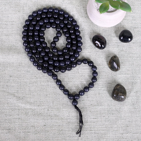 Black Hakik Jap Mala with Natural Tourmaline Beads for Protection and Healing. India’s Largest Pooja Accessories Brand – www.satvikstore.in