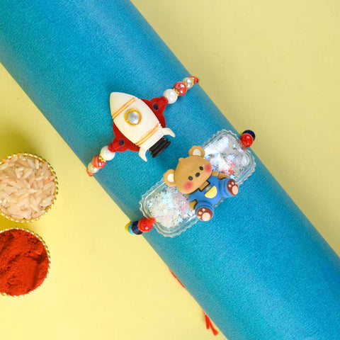 Set of 2 Cartoon-Themed Kids Rakhi with Roli Chawal and Ram Sita Stickers – Raksha Bandhan Gift Combo for Children. India’s Largest Pooja Accessories Brand - www.satvikstore.in