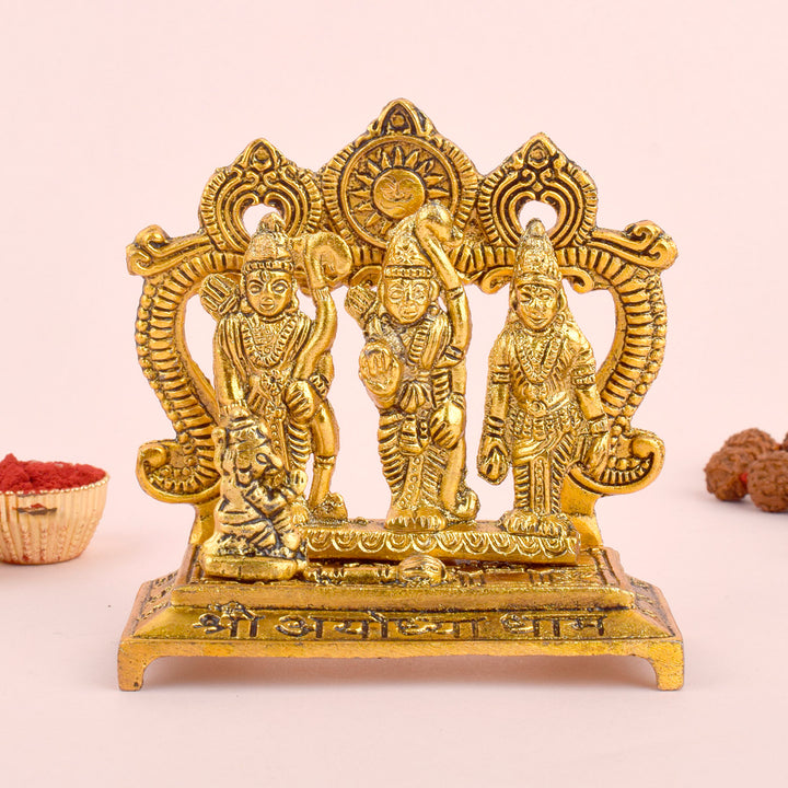 Divine Metal Ram Darbar Idol for Home Temple Worship Featuring Lord Ram, Sita, Lakshman and Hanuman for Spiritual Decor and Blessings. India’s Largest Pooja Accessories Brand – www.satvikstore.in