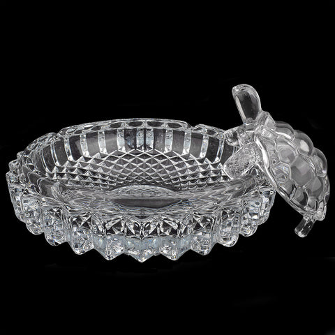 Feng Shui Glass Crystal Turtle with Plate (Round) – A crystal turtle on a circular plate, bringing good luck, wealth, and protection to your space. India’s Largest Pooja Accessories Brand – www.satvikstore.in