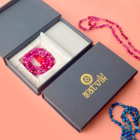 Premium Hakik Jap Mala with Pink Hakik Beads – A Spiritual Meditation Mala for Love, Emotional Healing, and Inner Peace. India’s Premium Hakik Jap Mala Store - www.satvikstore.in
