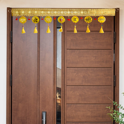 Resin Toran for Door Decoration in Yellow – Vibrant handcrafted toran made of durable resin with traditional motifs, perfect for festive and entrance decor. India’s Largest Pooja Accessories Brand – www.satvikstore.in