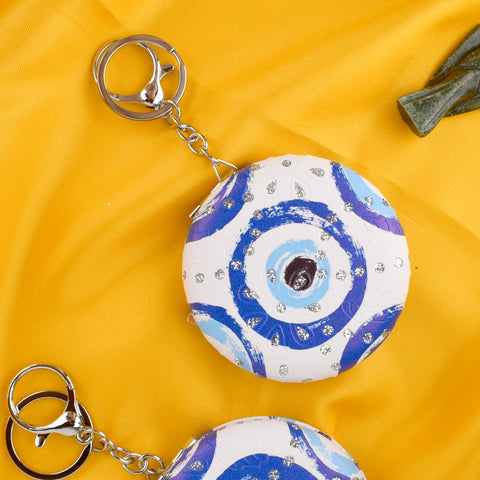 Round Evil Eye Keychain with Handy Foldable Mirror – Stylish, protective, and functional keychain, perfect for daily use and gifting. India’s Largest Pooja Accessories Brand – www.satvikstore.in