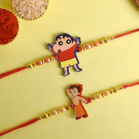 Set of 2 Cartoon-Themed Kids Rakhi with Roli Chawal and Ram Sita Stickers – Raksha Bandhan Gift Combo for Children. India’s Largest Pooja Accessories Brand - www.satvikstore.in