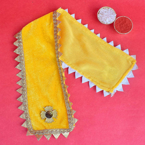 Traditional 15-inch yellow Angvastra Patka Dupatta for religious rituals, puja ceremonies, and spiritual wear, made from quality fabric. India’s Largest Pooja Accessories Brand – www.satvikstore.in